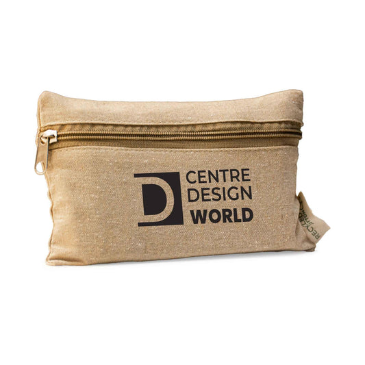 Jute Cotton Pouch with front zipper